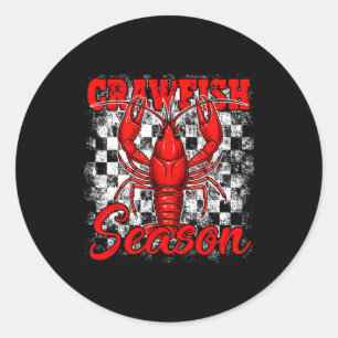 Checkered crawfish season crawfish boil lobster classic round sticker
