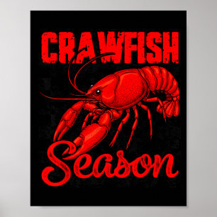 Checkered crawfish season crawfish boil lobster poster