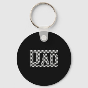 Checkered Dad Black White Funny Dad Father's Day M Key Ring