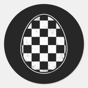 Checkered Easter Egg Race Car Gamer Funny Retro Ea Classic Round Sticker