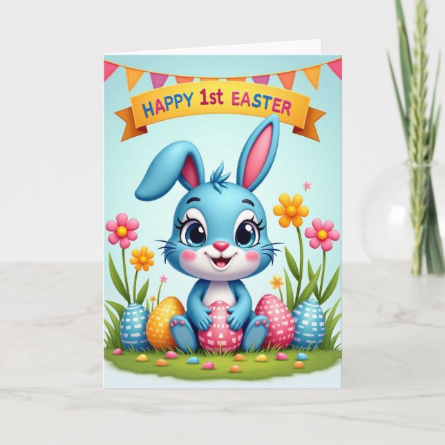 Checkered Egg Happy First Card (Front)