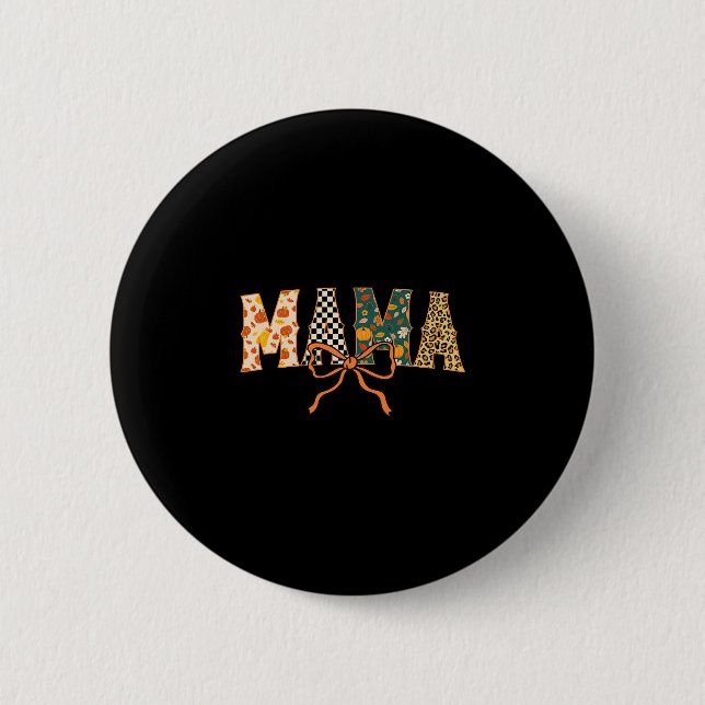 Checkered Fall Mama  6 Cm Round Badge (Front)