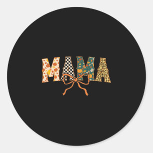 Checkered Fall Mama Classic Round Sticker