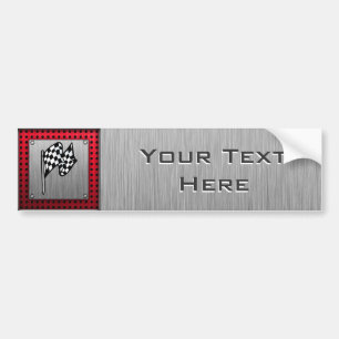 Checkered Flag; brushed aluminum look Bumper Sticker