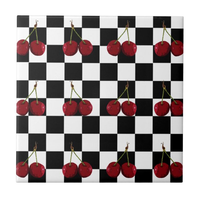 CHECKERED FLAG CHERRIES PATTERN TILE (Front)