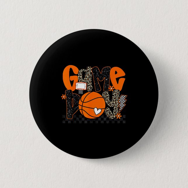 Checkered Game Day Basketball Srts Lover Men Women 6 Cm Round Badge (Front)