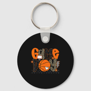 Checkered Game Day Basketball Srts Lover Men Women Key Ring