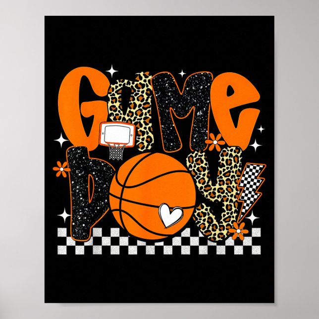 Checkered Game Day Basketball Srts Lover Men Women Poster (Front)