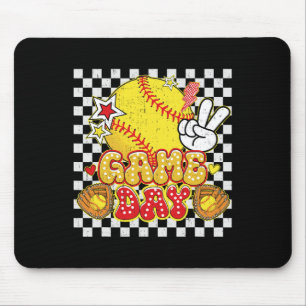 Checkered Game Day Cute Coquette Bow Softll Women Mouse Mat