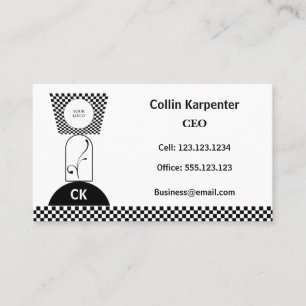 Checkered & Geometric Black White Shapes Business Card