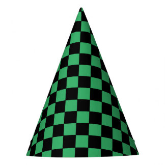 Checkered Green and Black Party Hat