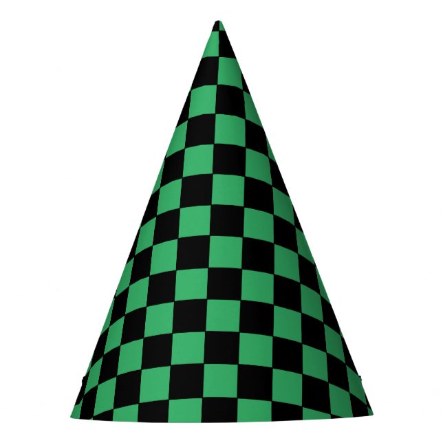 Checkered Green and Black Party Hat (Front)