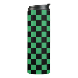 Checkered Green and Black Thermal Tumbler