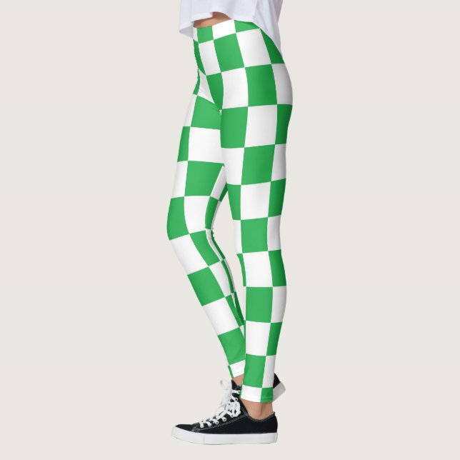 Checkered Green and White Leggings (Left)