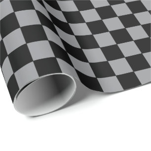 Checkered grey and Black Wrapping Paper