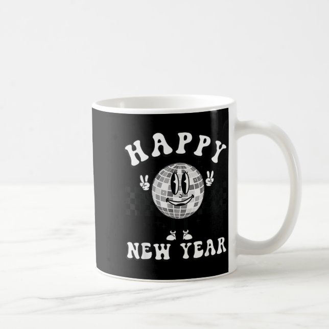 Checkered Happy New Year 2026 Disco Ball New Year  Coffee Mug (Right)