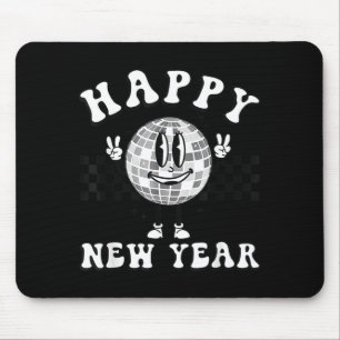 Checkered Happy New Year 2026 Disco Ball New Year  Mouse Mat