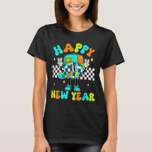 Checkered Happy New Year 2026 Disco Ball New Year T-Shirt