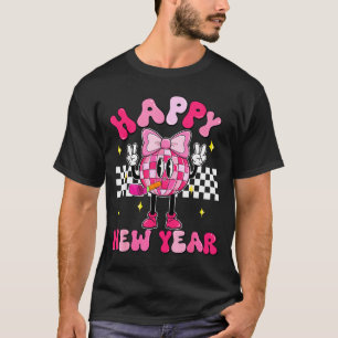 Checkered Happy New Year 2026 Disco Ball New Year  T-Shirt