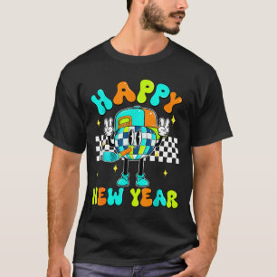 Checkered Happy New Year 2026 Disco Ball New Year  T-Shirt