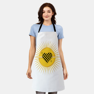 Checkered Heart of the Golden Sun Apron