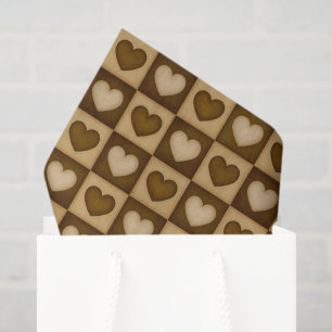 Checkered Hearts Brown Toffee Tissue Paper