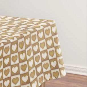 Checkered Hearts in Blond Cream Tablecloth