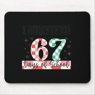 Checkered I Survived 67 Days Of School Meme Teache Mouse Mat