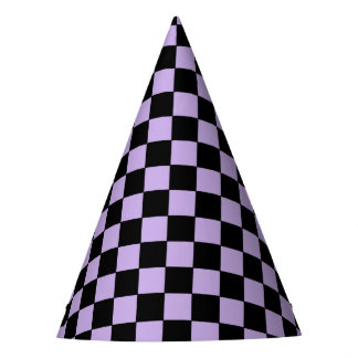 Checkered Lavender and Black  Party Hat