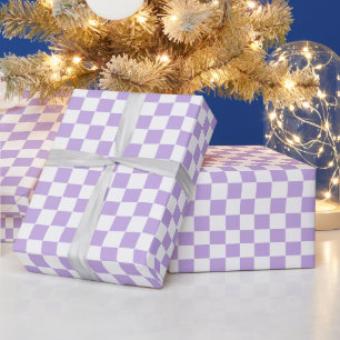 Checkered Lavender and White Wrapping Paper