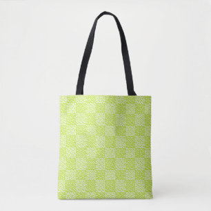 Checkered Love in Lime Green and White  Tote Bag