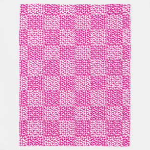 Checkered Love in Magenta and White Fleece Blanket