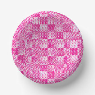 Checkered Love in Magenta and White Paper Plate