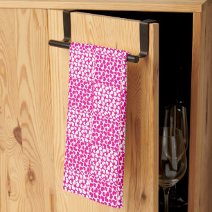 Checkered Love in Magenta and White Tea Towel