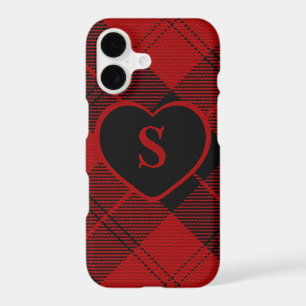 Checkered Monogram Christmas Red Buffalo Plaid