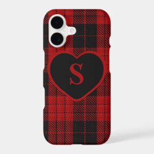 Checkered Monogram Christmas Red Buffalo Plaid