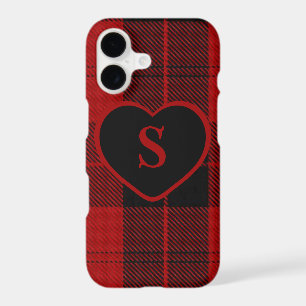Checkered Monogram Christmas Red Buffalo Plaid