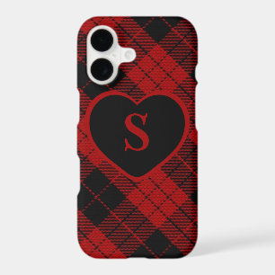 Checkered Monogram Christmas Red Buffalo Plaid