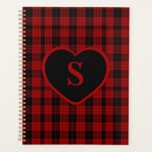 Checkered Monogram Christmas Red Buffalo Plaid Planner