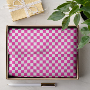 Checkered Neon Pink and White Tissue Paper