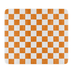 Checkered Orange and White Cutting Board