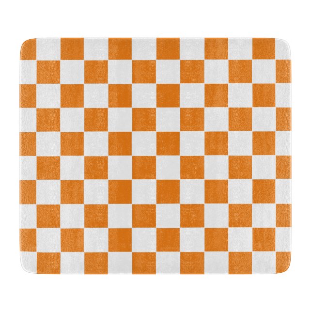 Checkered Orange and White  Cutting Board (Front)