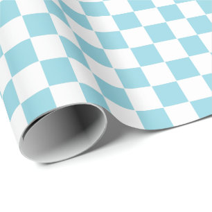 Checkered pale blue and White  Wrapping Paper