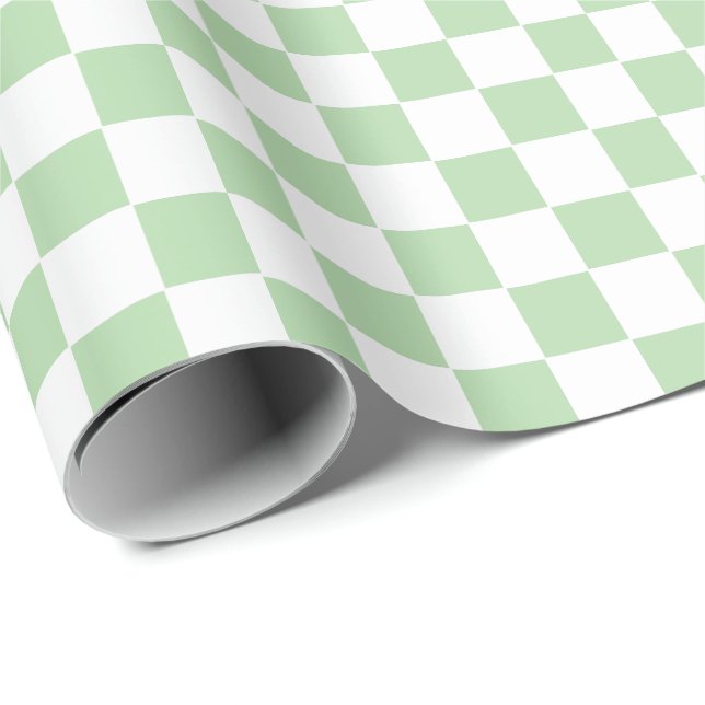 Checkered pale green and White  Wrapping Paper (Roll Corner)
