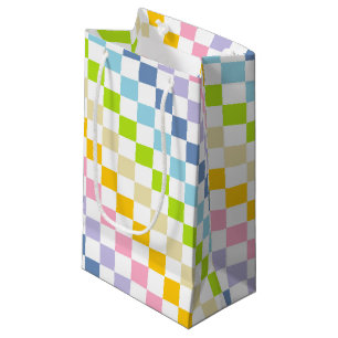Checkered Pastel Rainbow Small Gift Bag