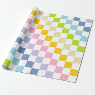 Checkered Pastel Rainbow Wrapping Paper