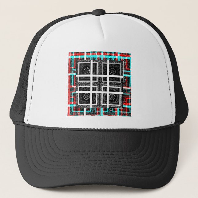 Checkered Pattern Art Print Trucker Hat (Front)