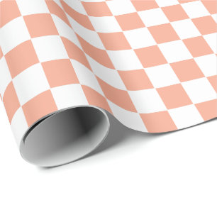 Checkered peach and White Wrapping Paper