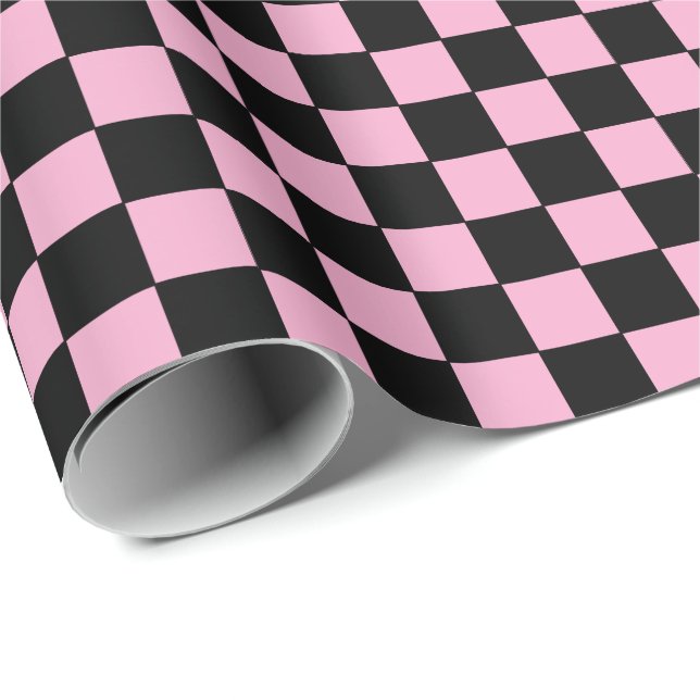 Checkered pink and Black  Wrapping Paper (Roll Corner)