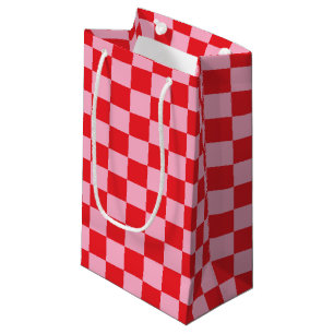 Checkered Pink and Red Small Gift Bag
